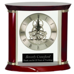 7 3/4" Executive Silver & Rosewood Piano Finish Clock