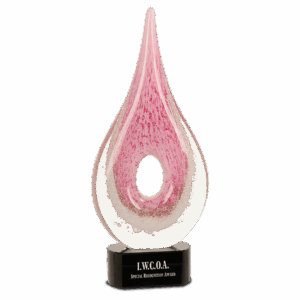 12" Pink Round Window Raindrop Art Glass