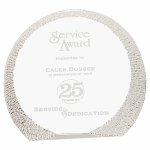 Round optic crystal with decorative edge award